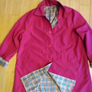 Burgundy Red inspired plaid coat large